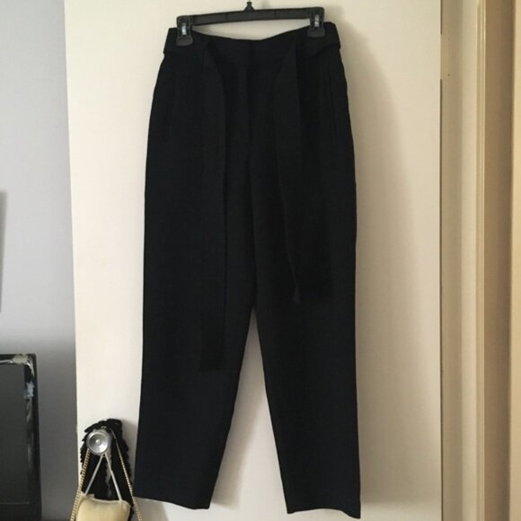 WILFRED Black Tie-Front Crepe Belted Pant 2 - Picture 3 of 9